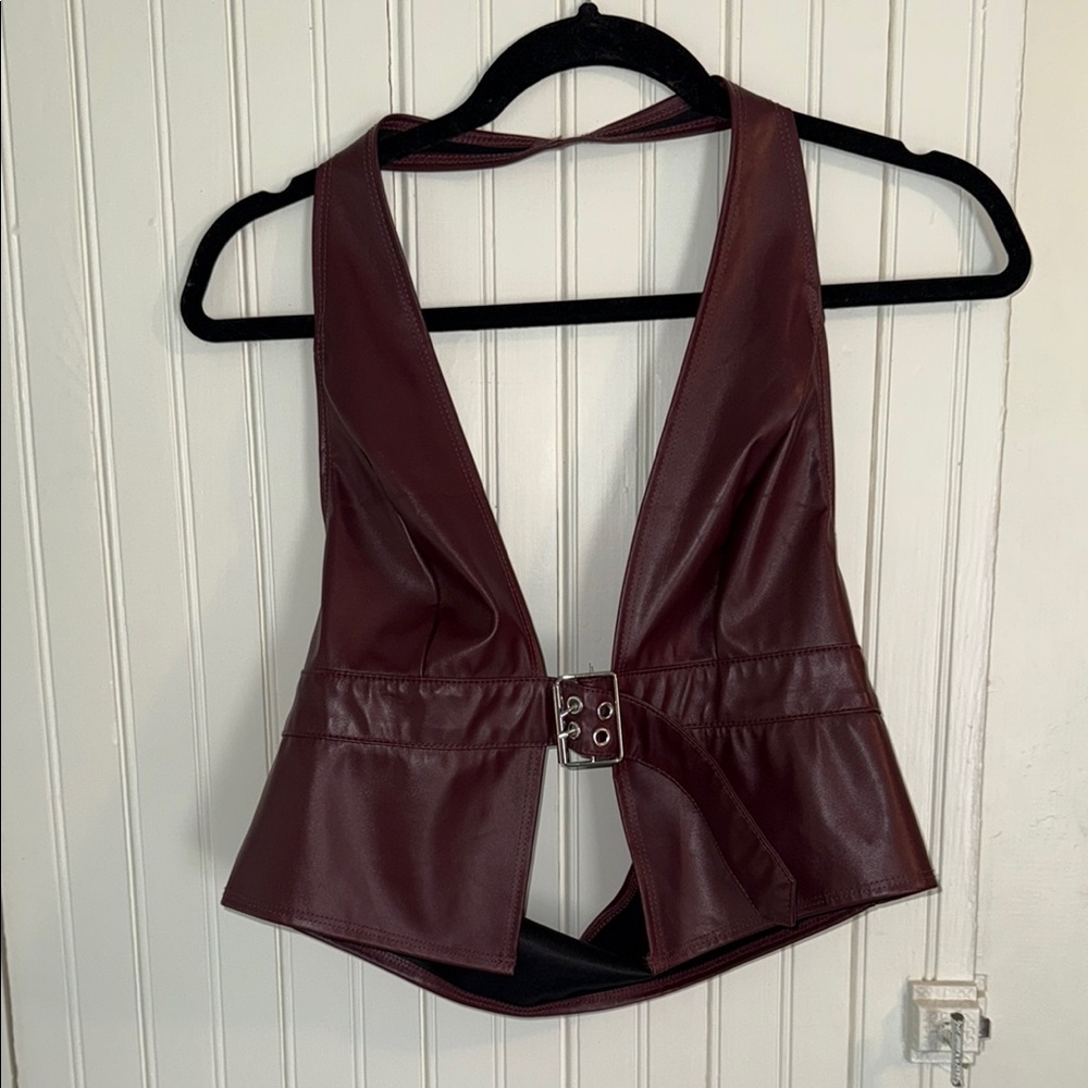 SHEIN MAROON BUCKLED TANK